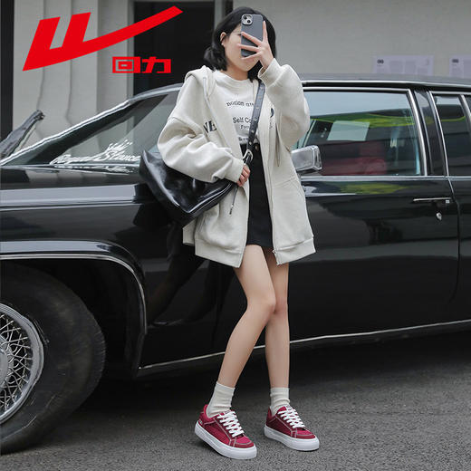 回力帆布鞋女2025秋冬加绒简约百搭小白鞋休闲鞋厚底舒适经典板鞋 商品图4