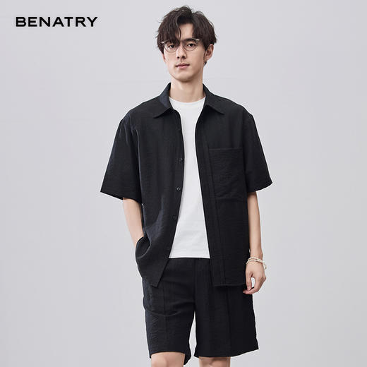 贝纳川夏季天丝肌理立体门襟短袖衬衣ECF212004（套装上） 商品图2