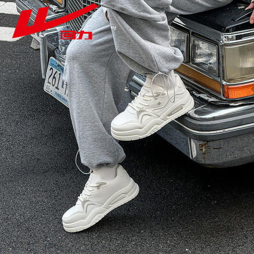 回力男款小白鞋2025新款男士休闲鞋子皮面防泼水厚底增高板鞋A 商品图4