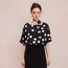 QF255斯尔丽25新款法式复古波点廓形不规则下摆腰带可变项链宽松上衣 商品缩略图2