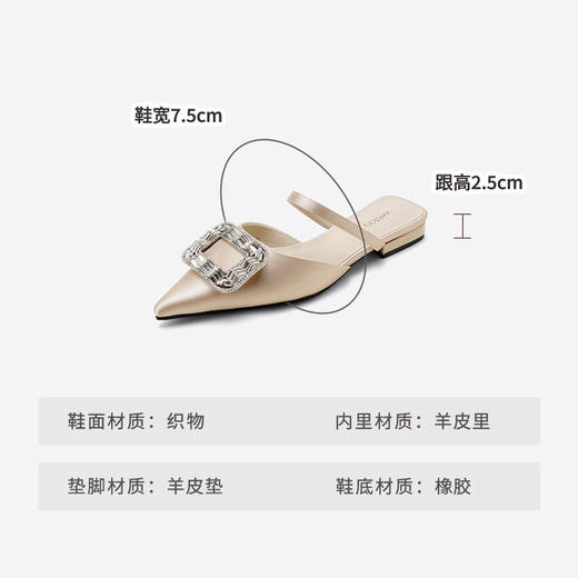 Westory2025年夏季包头拖鞋低跟尖头空凉鞋W25AH59501 商品图3