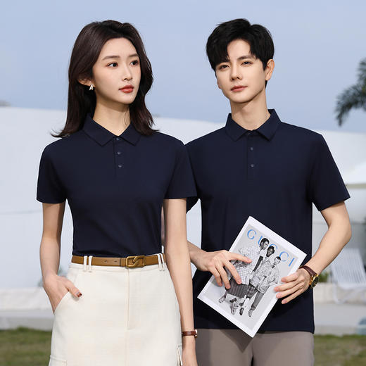 男女同款冰瓷棉棉中贵族平纹索罗那索罗纳纯色拼色翻领短袖polo衫302/301/2308/25008/25009 商品图5