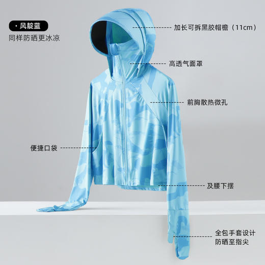 百媚生 UPF50+冰丝原纱防晒衣女夏季黑胶户外防紫外线WN992332 商品图5