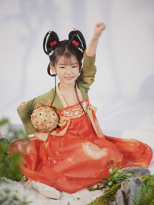 【重回汉唐小锦兔】汉服女童唐制直领对襟衫齐胸衫裙襦裙中国风亲子款夏季 商品图3