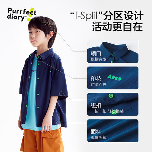 fx-【凉感】咕噜日记童装儿童凉感衬衫25夏季男女童衬衣外套短袖百搭PXCS2501 商品图4