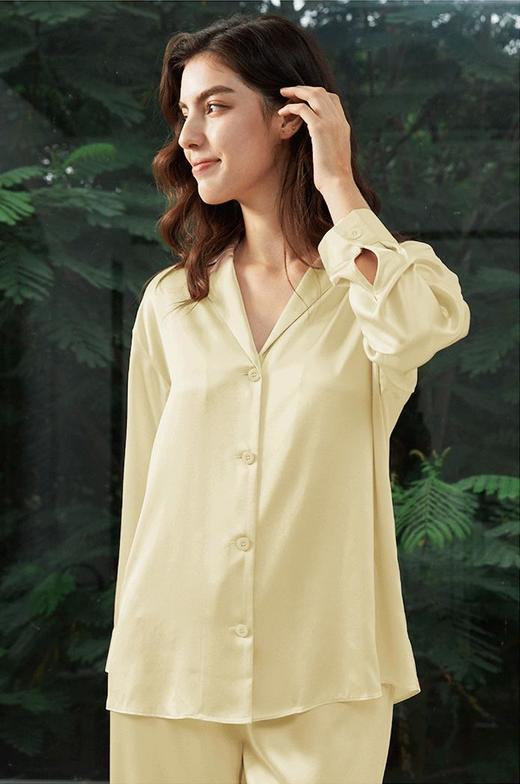 19姆米重磅桑蚕丝纯色家居服 | SOUTHSILK 南方丝巢 经典款四季款高级质感套装长袖长裤女款（2401） 商品图3