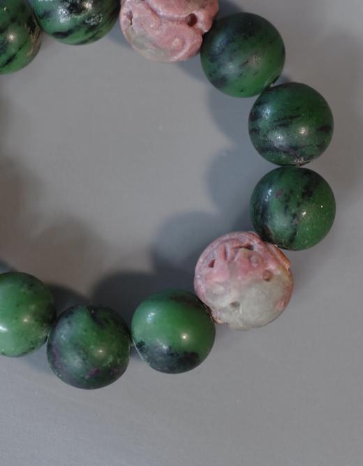 清代碧玺朝珠西瓜碧玺镂空雕花珠手串 商品图2