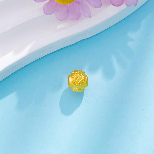 足金 #招财进宝 【精品】3D硬金空心财源滚滚招财铜钱图案金币转运珠手串配件Diy手串配件(AR3DSC00253)（预售产品下单后不退款不退货不换货不补差价 商品图0