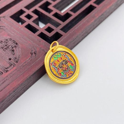 【限时克减150元】足金 古法实心低温珐琅如意圆牌吊坠#扎基拉姆女财神#手串配件Diy手串配饰(AMGFSC01294)补差价）预售产品下单后不退款不退货不换货不补差价 商品图2