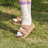 Safiya/索菲娅2025夏季休闲外穿增高厚底魔术贴一字带勃肯凉拖 SFD2110157/SFD2110M57 商品缩略图7