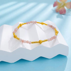 【限时克减150元】足金 #清新 3D硬金空心转运金珠芙蓉石刻面圆珠间款手串Diy叠戴弹力绳手串(小金珠约2-2.4mm)(AK3DSC00044)预售产品下单后不退款不退货不换货不补差价