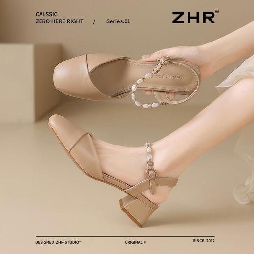 ZHR则则法式包头凉鞋女粗跟夏季仙女风浅口玛丽珍鞋软底凉鞋女 商品图0