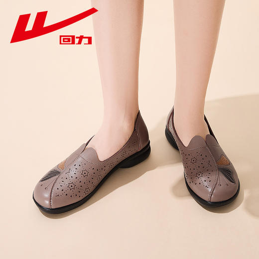 回力2025新款法式复古中老年鞋女春季圆头单鞋舒适柔软小皮鞋女鞋 商品图2