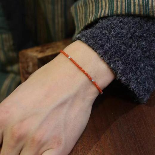 六鑫珠宝 天然南红极细小米珠2mm手串 柿子红国风 商品图1