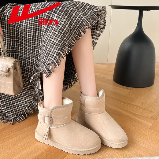 回力棉鞋女2024加绒保暖外穿时尚女鞋冬季加厚新款防滑短筒雪地靴 商品图4
