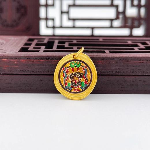 【限时克减150元】足金 古法实心低温珐琅如意圆牌吊坠#扎基拉姆女财神#手串配件Diy手串配饰(AMGFSC01294)补差价）预售产品下单后不退款不退货不换货不补差价 商品图0