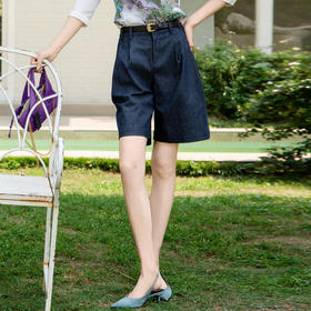 谜底A字型短裤女士2025夏季新品百搭宽松高腰休闲裤子25BMK5001