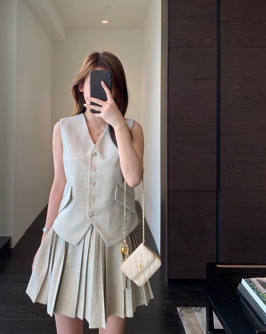 老钱风套装！2025新款时髦老钱风背心上衣百褶短裙两件套女春夏！ 商品图8