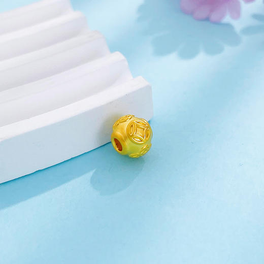 足金 #招财进宝 【精品】3D硬金空心财源滚滚招财铜钱图案金币转运珠手串配件Diy手串配件(AR3DSC00253)（预售产品下单后不退款不退货不换货不补差价 商品图2