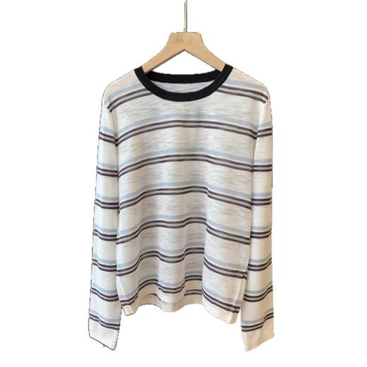 色系太好看了！2025天丝亚麻防晒罩衫显瘦撞色条纹针织衫T恤！ 商品图4