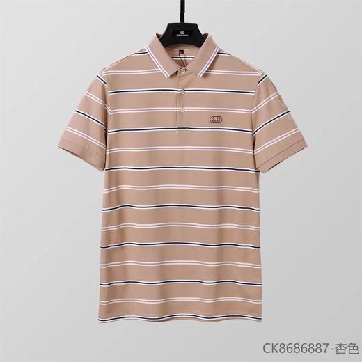 男士条纹短袖t恤透气polo衫翻领半袖上衣男   XLM-CK8686887* 商品图1