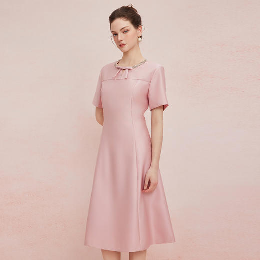 QF879斯尔丽25新款法式优雅丝毛轻礼服宴会着装华丽精致绣珠A摆连衣裙 商品图2