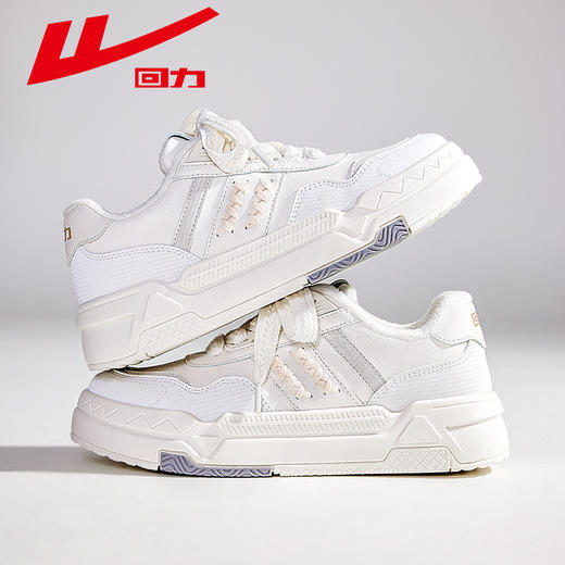 回力秋冬季草莓熊白色休闲鞋季百搭学生潮流加绒麦穗低帮运动板鞋 商品图0