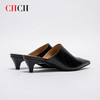 CHCH祈祈包头半拖鞋女2025夏季新品真皮尖头后空单鞋高跟凉拖懒人穆勒皮拖鞋 商品缩略图3