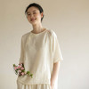 牧衣游原创 手工刺绣汉麻套头衫轻薄清凉禅意复古短袖上衣 撷芳归 商品缩略图0