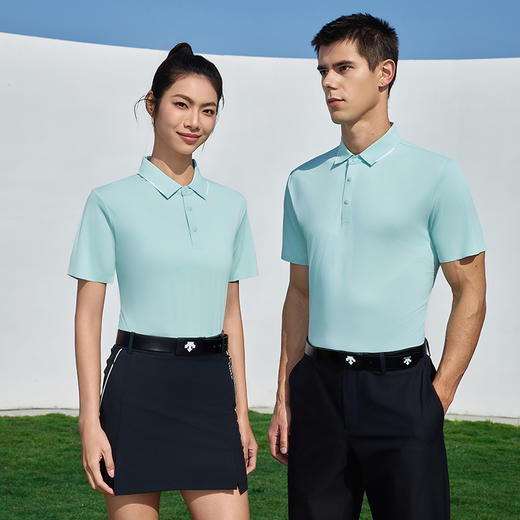 男女同款纯色白边轻氧冰仔格无痕翻领短袖polo衫X77/X78/X88/X89 商品图1