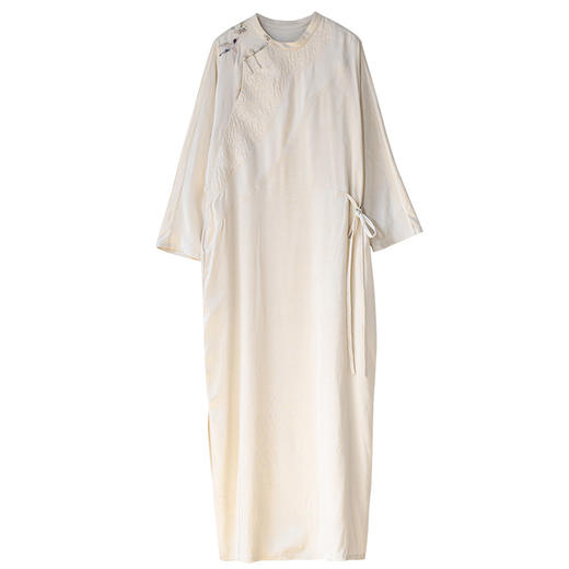 牧衣游原创 双宫绸精工手绣桑蚕丝连衣裙复古气质真丝长裙 彩笺书 商品图4