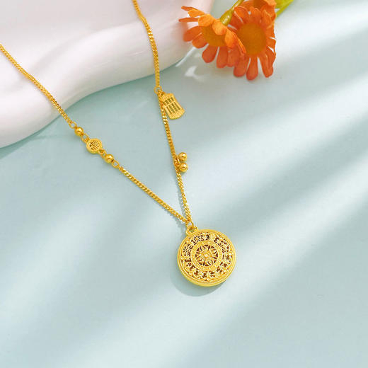 【限时克减150元】足金999 #八宝罗盘 【精品】AB链镂空十字金刚杵八宝罗盘调节套链(AUQTL00232)预售产品下单后不退款不退货不换货不补差价 商品图1