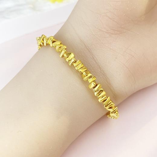 【限时克减150元】足金 #电商超轻 3D硬金几何三角碎碎金手链弹力绳手串(AK3DSC00007)（预售产品下单后不退款不退货不换货不补差价）（预售产品下单后不退款不退货不换货不补差价） 商品图0