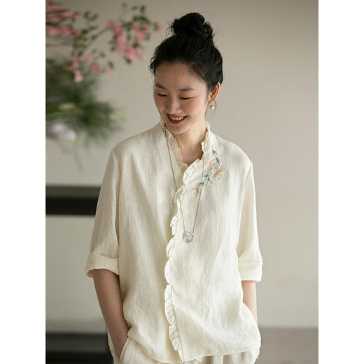 牧衣游原创 手工刺绣汉麻短外套夏新品轻薄透气禅意复古开衫 片隅 商品图1