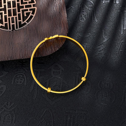 【限时克减150元】足金999.9 #520快乐 #在逃公主 古法实心推拉手镯公主蝴蝶结单只童镯宝宝镯BB镯(ANWGFTZ00020)（预售产品下单后不退款不退货不换货不补差价 商品图2