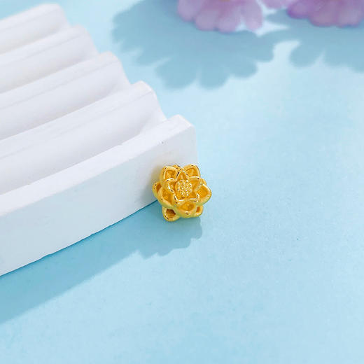 【限时7.5折】【定价黄金】足金  #浪漫花卉 【精品】3D硬金空心好事莲莲好运莲花手串配件花形Diy手串配件(AR3DSC00207-1)（预售产品下单后不退款不退货不换货不补差 商品图2