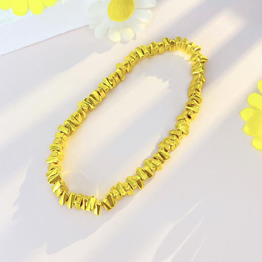 【限时克减150元】足金 #电商超轻 3D硬金几何三角碎碎金手链弹力绳手串(AK3DSC00007)（预售产品下单后不退款不退货不换货不补差价）（预售产品下单后不退款不退货不换货不补差价） 商品图2