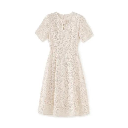 「高货wl」全新升级【铂金会员330/天猫439/差价109】(42220)洛诗琳法式重工亮片刺绣蕾丝连衣裙2025夏季雅致收腰裙子女42220 商品图4