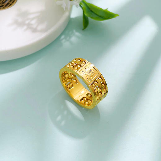 【限时克减150元】足金999.9 【精品】固口戒指CNC日进斗金算盘男戒男士戒指（算盘珠可动）(AF120NJ00053)预售产品下单后不退款不退货不换货不补差价 商品图3