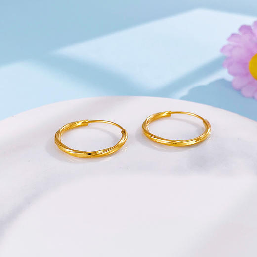 【限时克减128元】足金999 #莫比乌斯 （足金999字印）5G黄金空心几何形莫比乌斯极简系列圆形耳饰卡扣耳圈(AV5GES00014)预售产品下单后不退款不退货不换货不补差价 商品图0