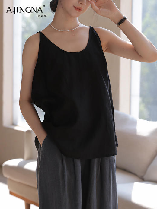 【特价不退换】阿菁娜苎麻天丝宽松时髦百搭吊带背心F30X201003 商品图2