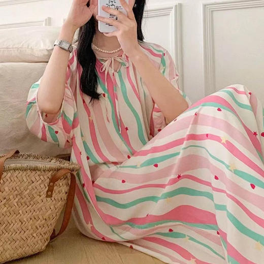 优选丨2025年睡裙女士夏季薄款棉绸连衣裙套装可外穿韩版高级感中长款裙子 商品图2