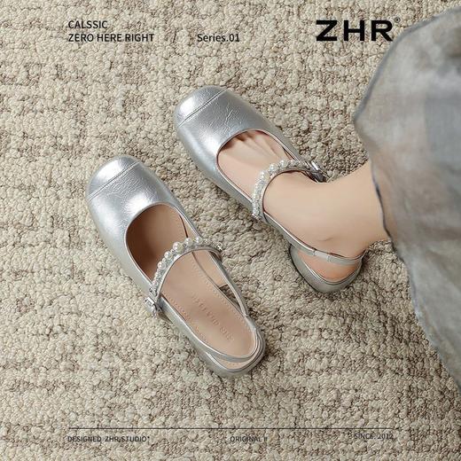 ZHR网红包头凉鞋女2025新款高级浅口小皮鞋洋气小香风粗跟凉鞋女 商品图8