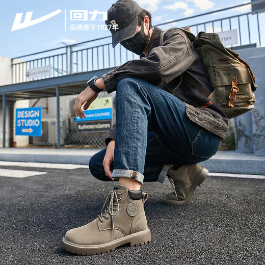 回力马丁靴冬季新款潮鞋加绒时尚橡胶潮鞋防水男鞋复古潮流工装靴 商品图3