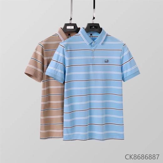 男士条纹短袖t恤透气polo衫翻领半袖上衣男   XLM-CK8686887* 商品图0
