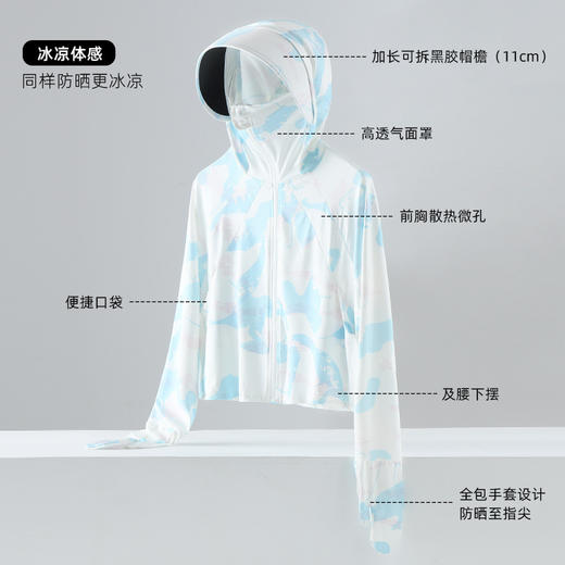 百媚生 UPF50+冰丝原纱防晒衣女夏季黑胶户外防紫外线WN992332 商品图3