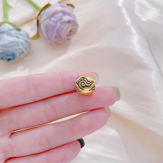 【限时7.5折】【定价黄金】足金 #电黑金 3D硬金电黑金祥云如意纹转运珠手串配件Diy手串配件(V3DSC00449)预售产品下单后不退款不退货不换货不补差价 商品图2