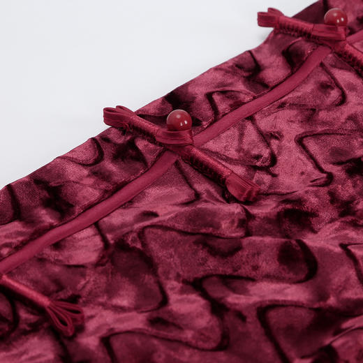 QF881斯尔丽25新款宴会旗开得胜弹力金丝绒透气凹凸纹理遮肉显瘦旗袍 商品图8