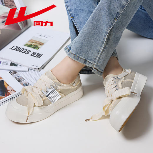 回力2024春秋新款帆布鞋女鞋潮流时尚小白鞋百搭板鞋休闲鞋显腿长 商品图3