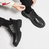 回力皮鞋男款秋冬新款英伦上班休闲男鞋商务男士结婚黑色德比鞋子 商品缩略图0